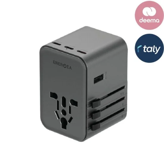 Energea travelworld adapter gan45, 3c2a 45w - gunmetal